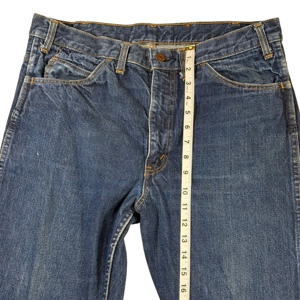 Vintage 60's Levi's BIG E Orange Tab 606 Slim Fit Dark Wash 34x30 RARE #4 Button